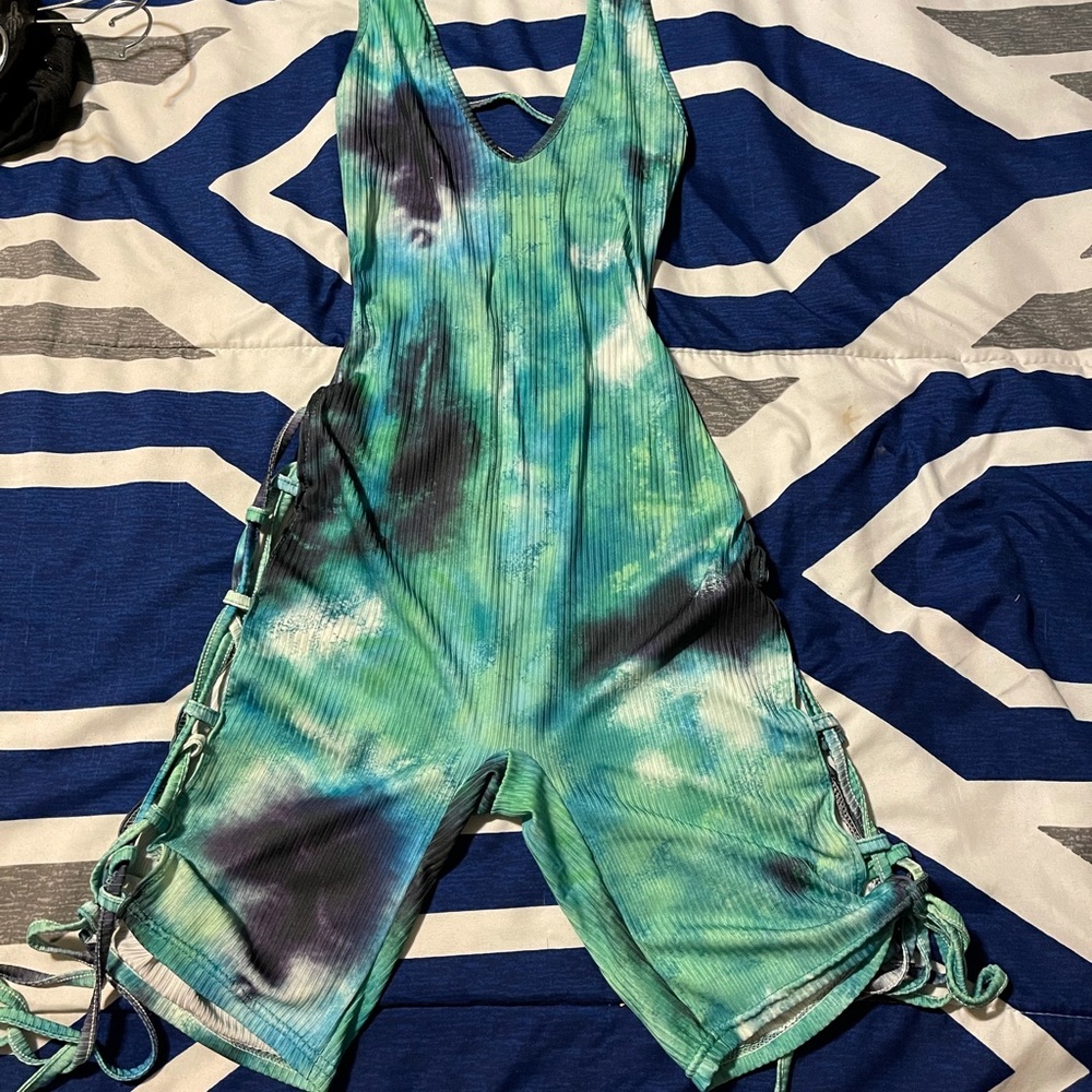 Green cut out romper